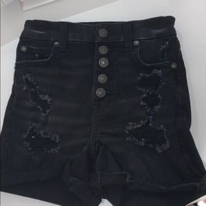 black denim american eagle shorts